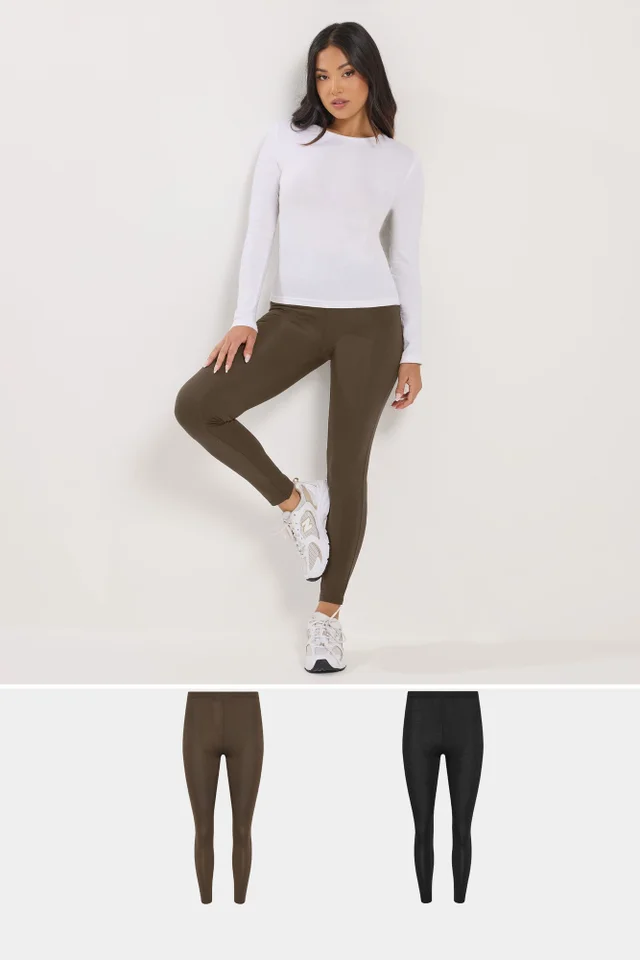 PixieGirl Petite 2 Pack Chocolate Brown & Black Leggings