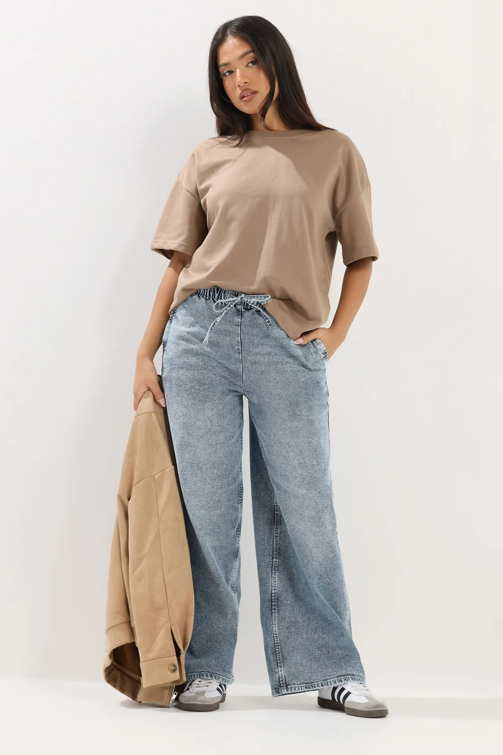 PixieGirl Petite Mid Blue Pull On Wide Leg Jeans - 6/L27 Image 1