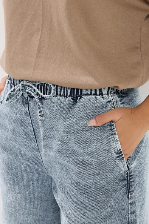 PixieGirl Petite Mid Blue Pull On Wide Leg Jeans - 6/L27 Image 4
