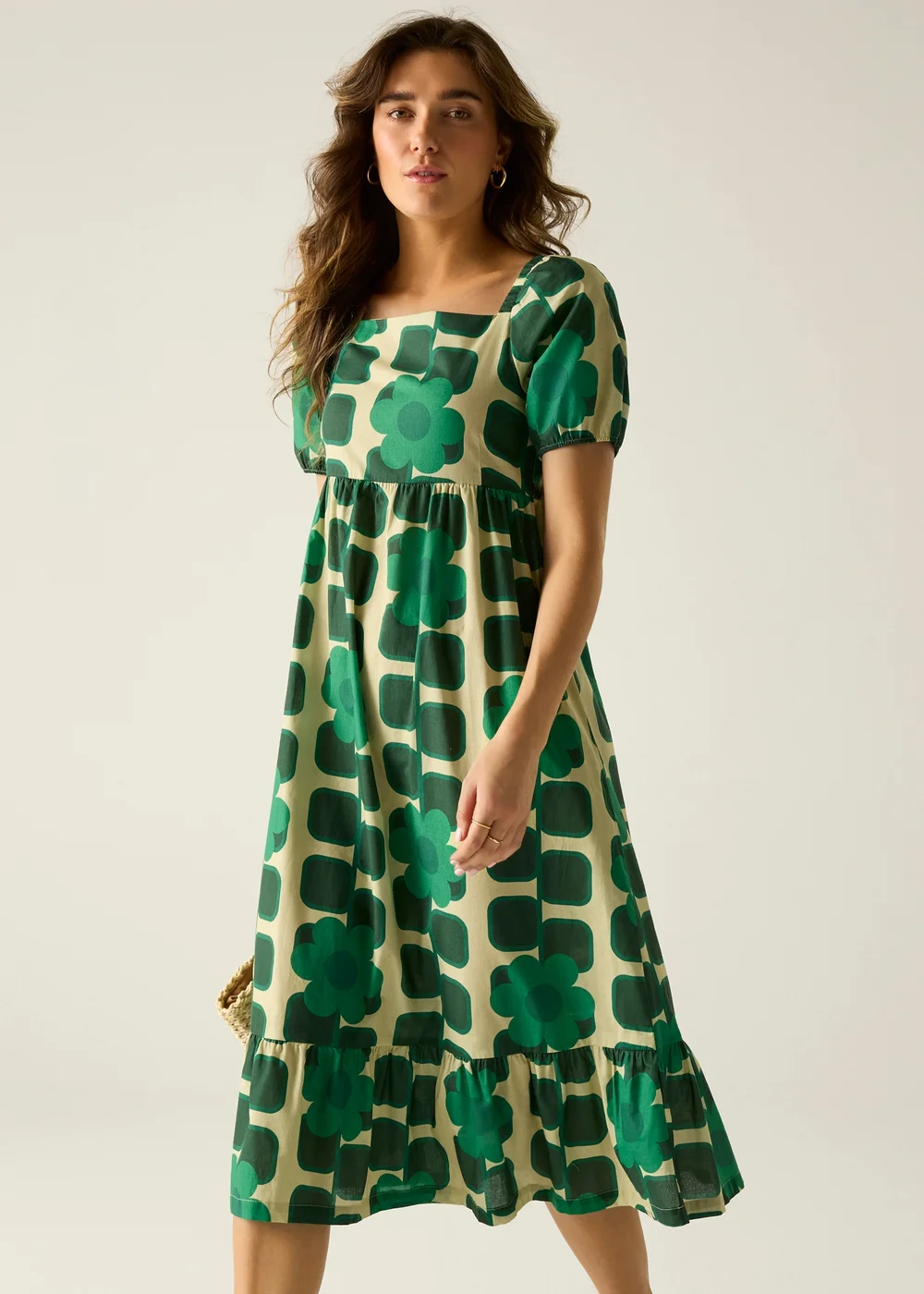 Regatta Giant Square Flower Green Orla Midi Summer Dress - 14 Image 6