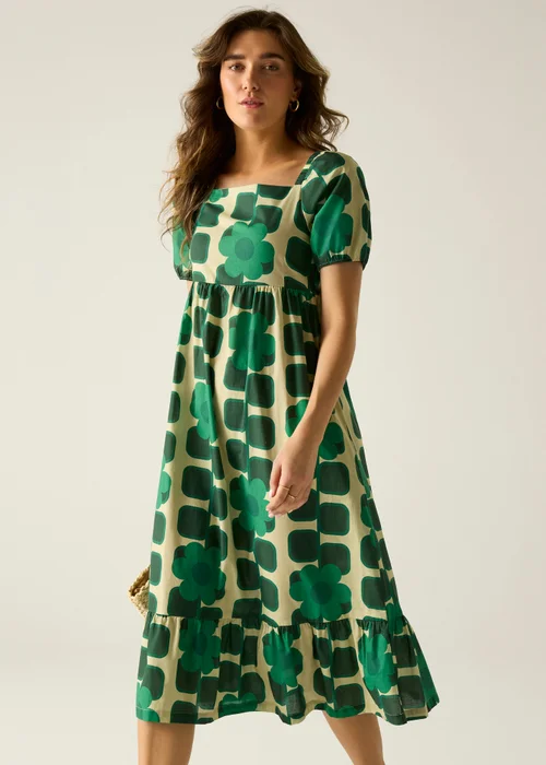 Regatta Giant Square Flower Green Orla Midi Summer Dress - 14 Image 6