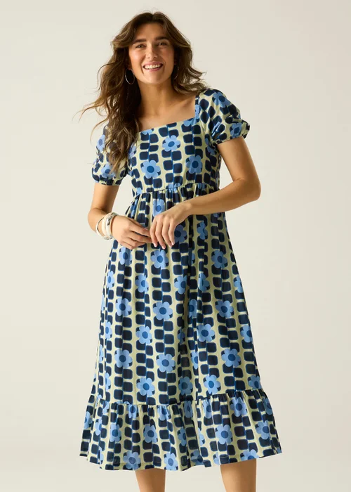 Regatta Giant Square Flower Blue Orla Midi Summer Dress - 8 Image 6