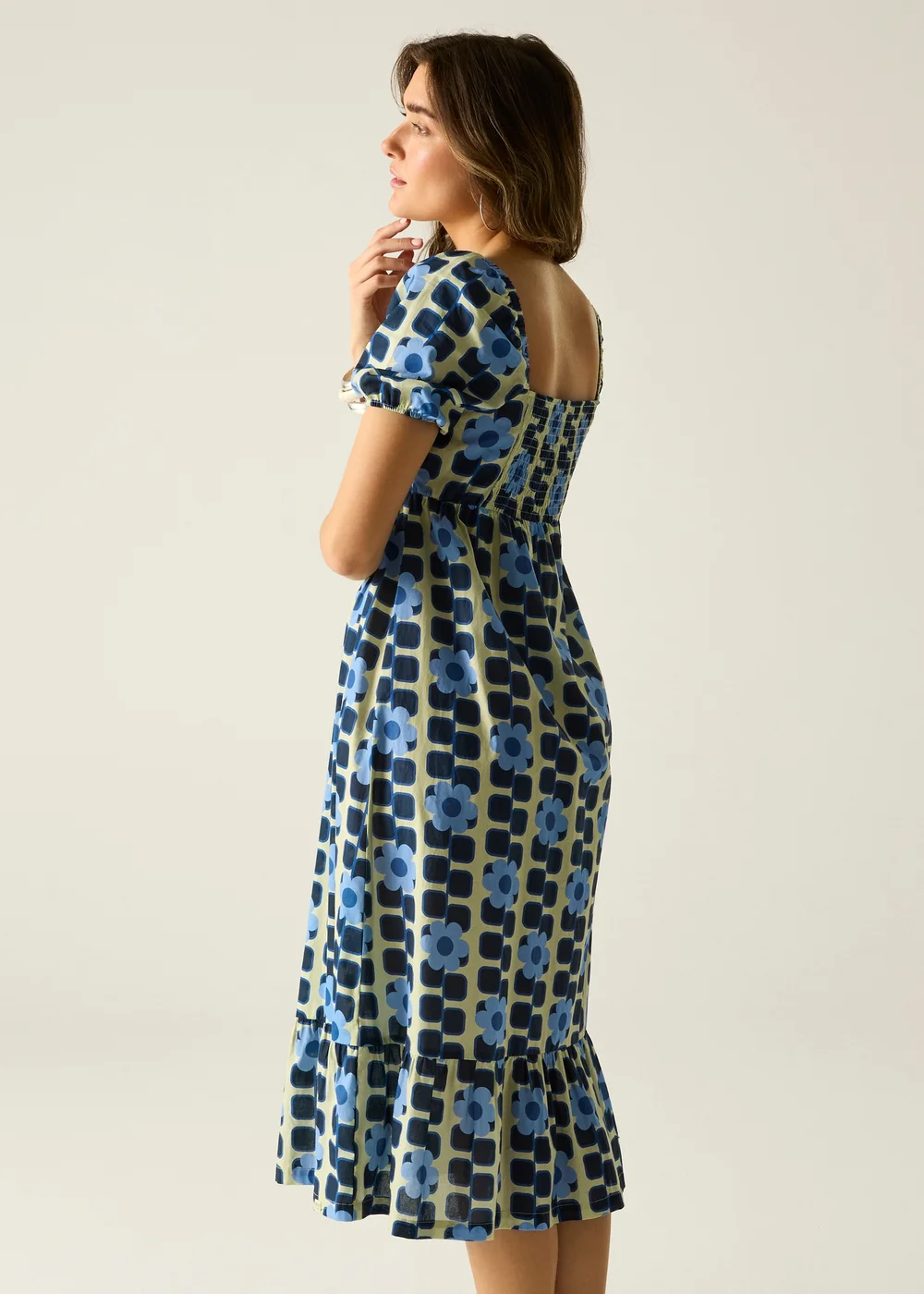 Regatta Giant Square Flower Blue Orla Midi Summer Dress - 8 Image 2