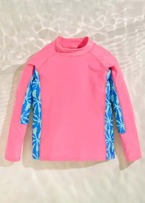 Regatta Pink Lemonade Sonic Blue Floral Hoku II UPF 30 Rash Vest (3-13 Years) - 13 Yrs Image 1