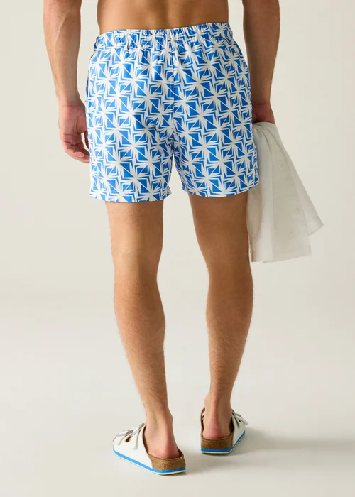 Regatta White Sonic Blue Geo Loras UPF 50 Swim Shorts - XL Image 2