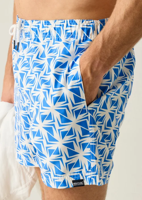 Regatta White Sonic Blue Geo Loras UPF 50 Swim Shorts - XL Image 5