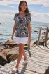 Roman Black Abstract Print V-Neck Stretch Top - 16 Image 2