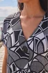 Roman Black Abstract Print V-Neck Stretch Top - 16 Image 4