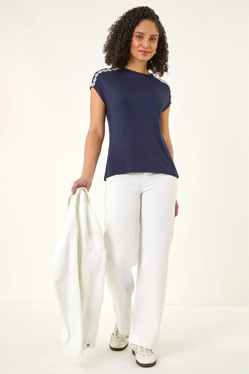 Roman Navy Daisy Shoulder Trim T-Shirt - 18 Image 2