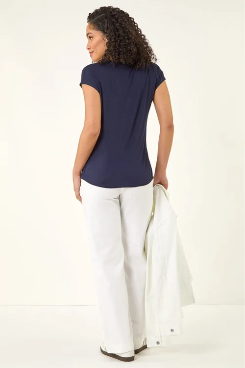 Roman Navy Daisy Shoulder Trim T-Shirt - 18 Image 4