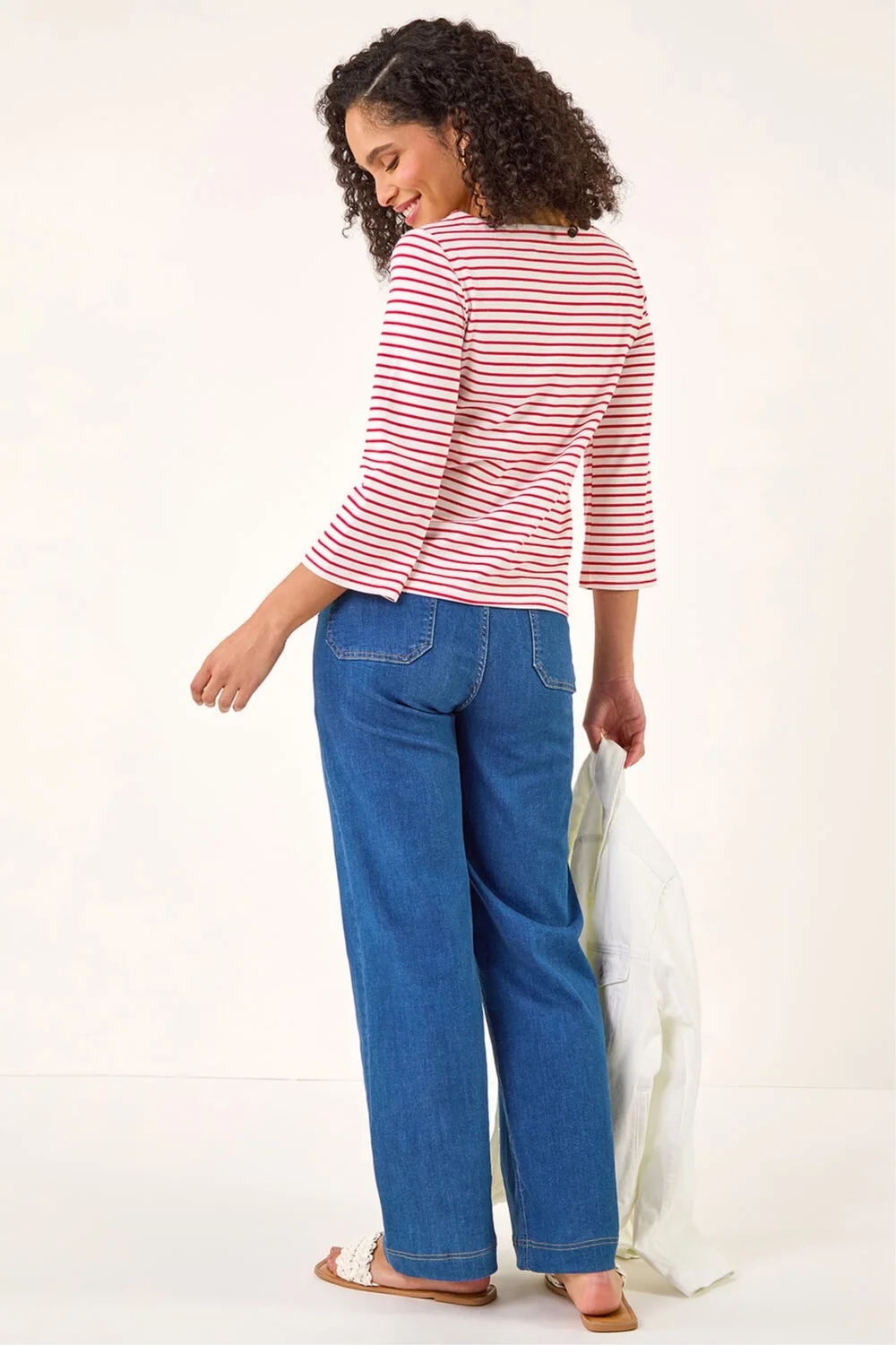 Roman Red Stripe Print Boat Neck Top - 16 Image 3