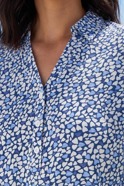 Roman Blue Heart Print Collared Top - 16 Image 4