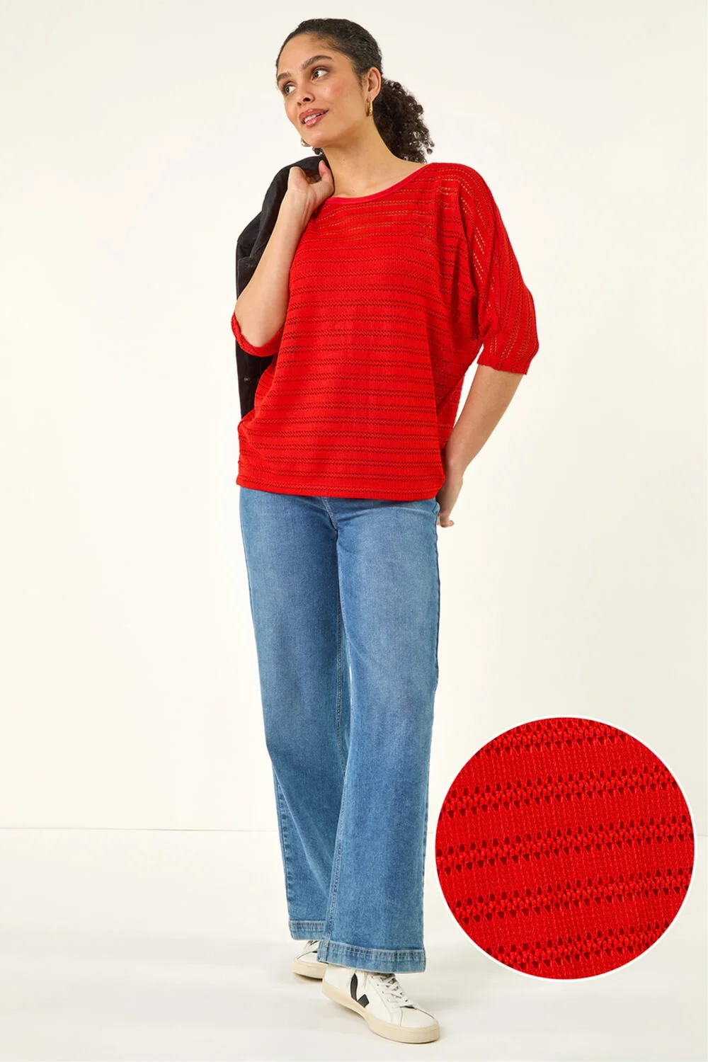 Roman Dark Orange Textured Snit Top - 18 Image 1