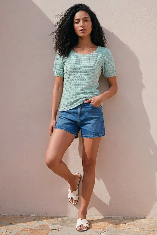 Roman Blue Textured Jersey Stretch Top - 14 Image 2
