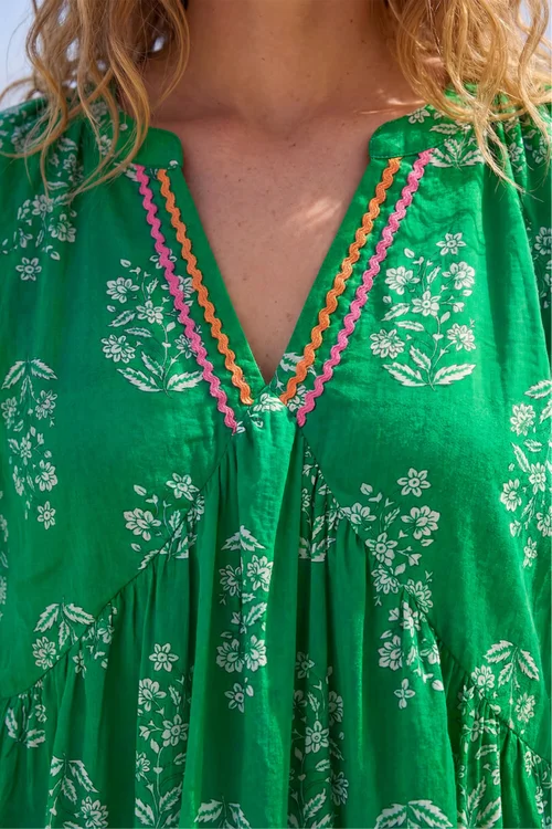 Roman Green Floral Ric Rac Frill Hem Top - 12 Image 4