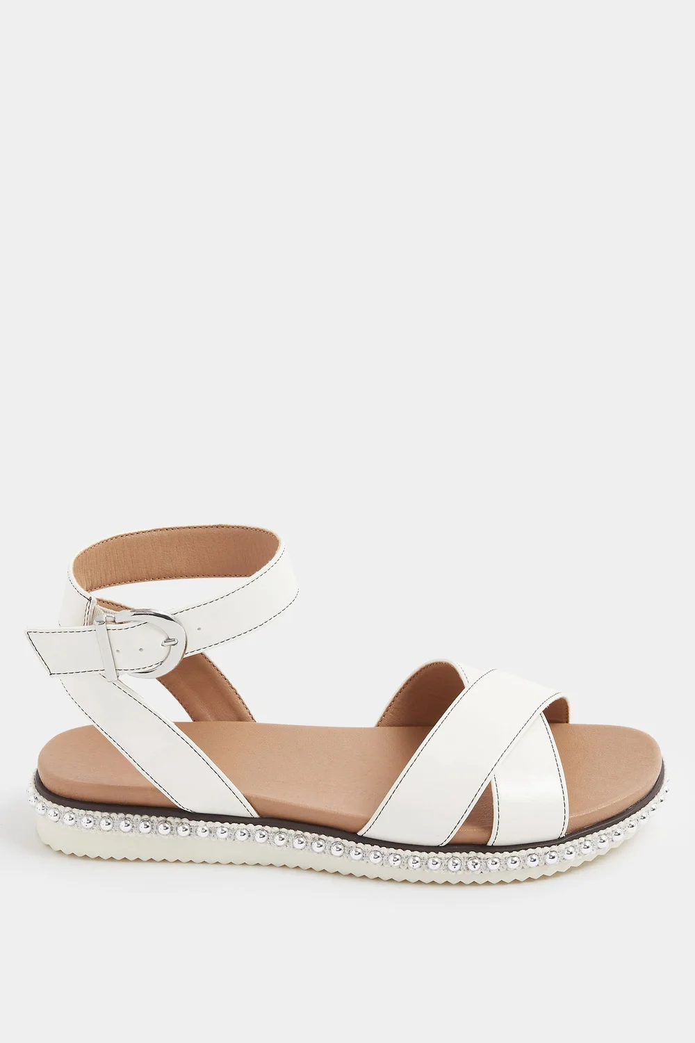 Yours Curve White Cross Over Strap Sandals In Wide E Fit - 6 Wide Image 4