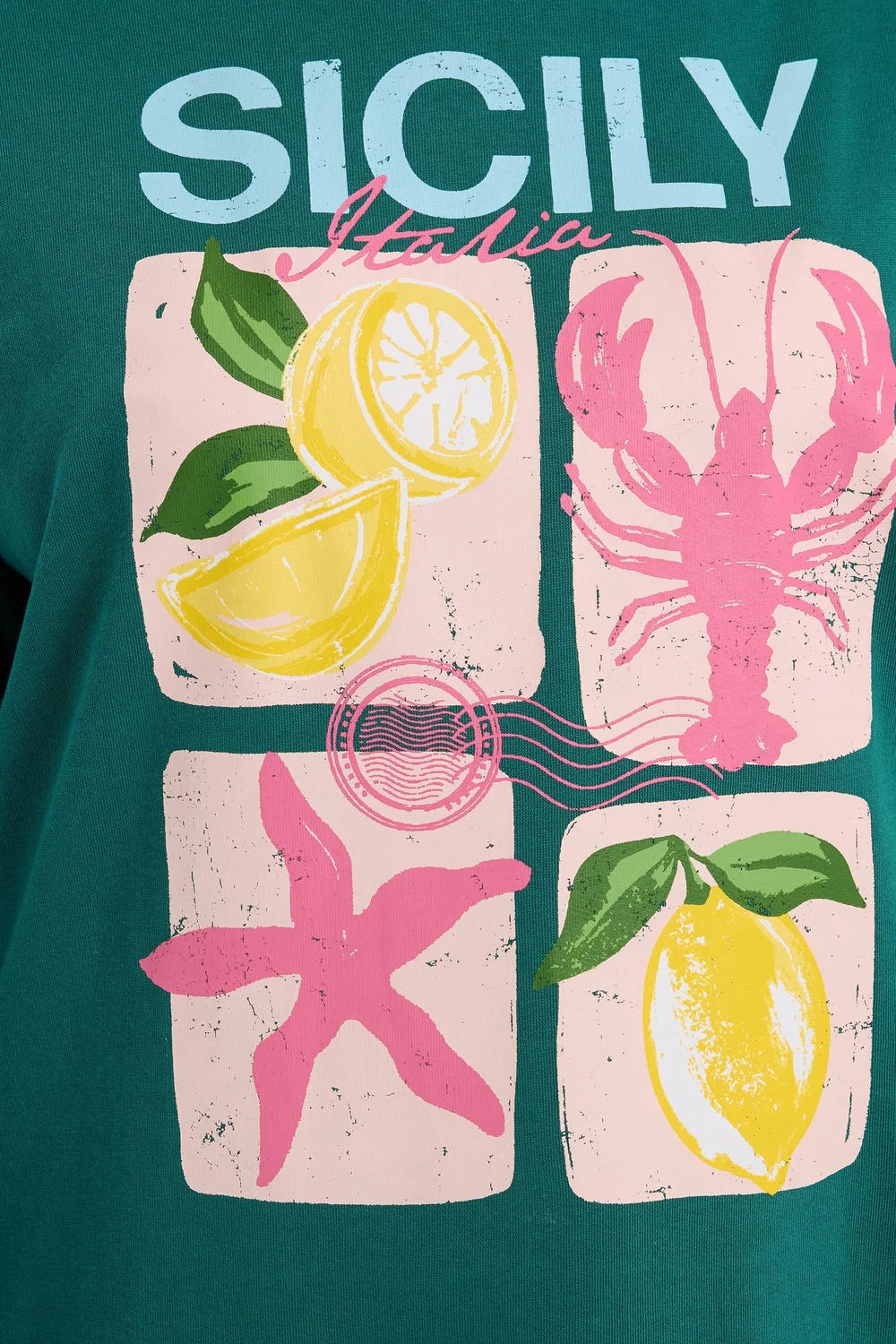 Yours Curve Teal Green 'Sicily' Slogan Sweatshirt - 16 Image 4