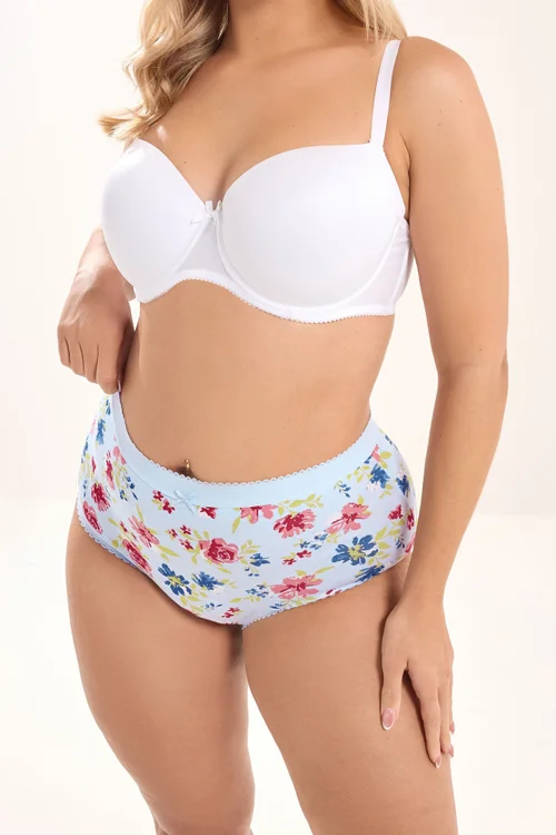 Yours 5 Pack Curve Blue & Pink Floral Full Briefs - 22-24 Image 2