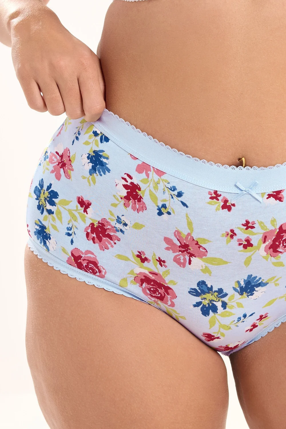 Yours 5 Pack Curve Blue & Pink Floral Full Briefs - 22-24 Image 5