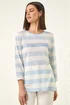 Roman Blue Embellished Stripe Stretch Top - 12 Image 4