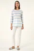 Roman Blue Embellished Stripe Stretch Top - 12 Image 2