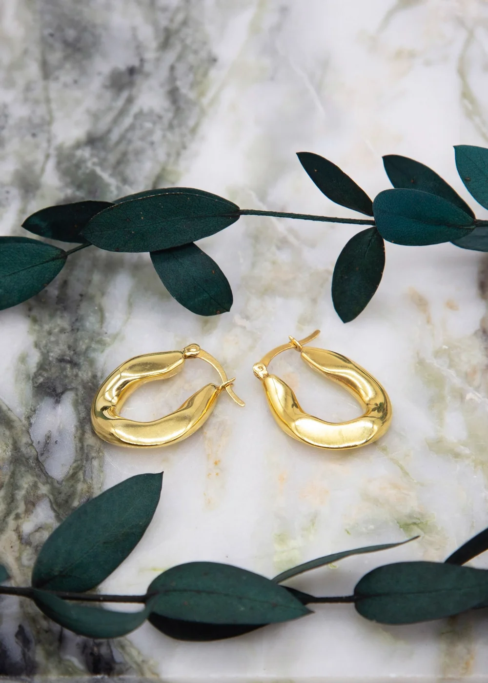 Golden Moments Stering Silver Gold Plated Creole Earring - One Size Image 2