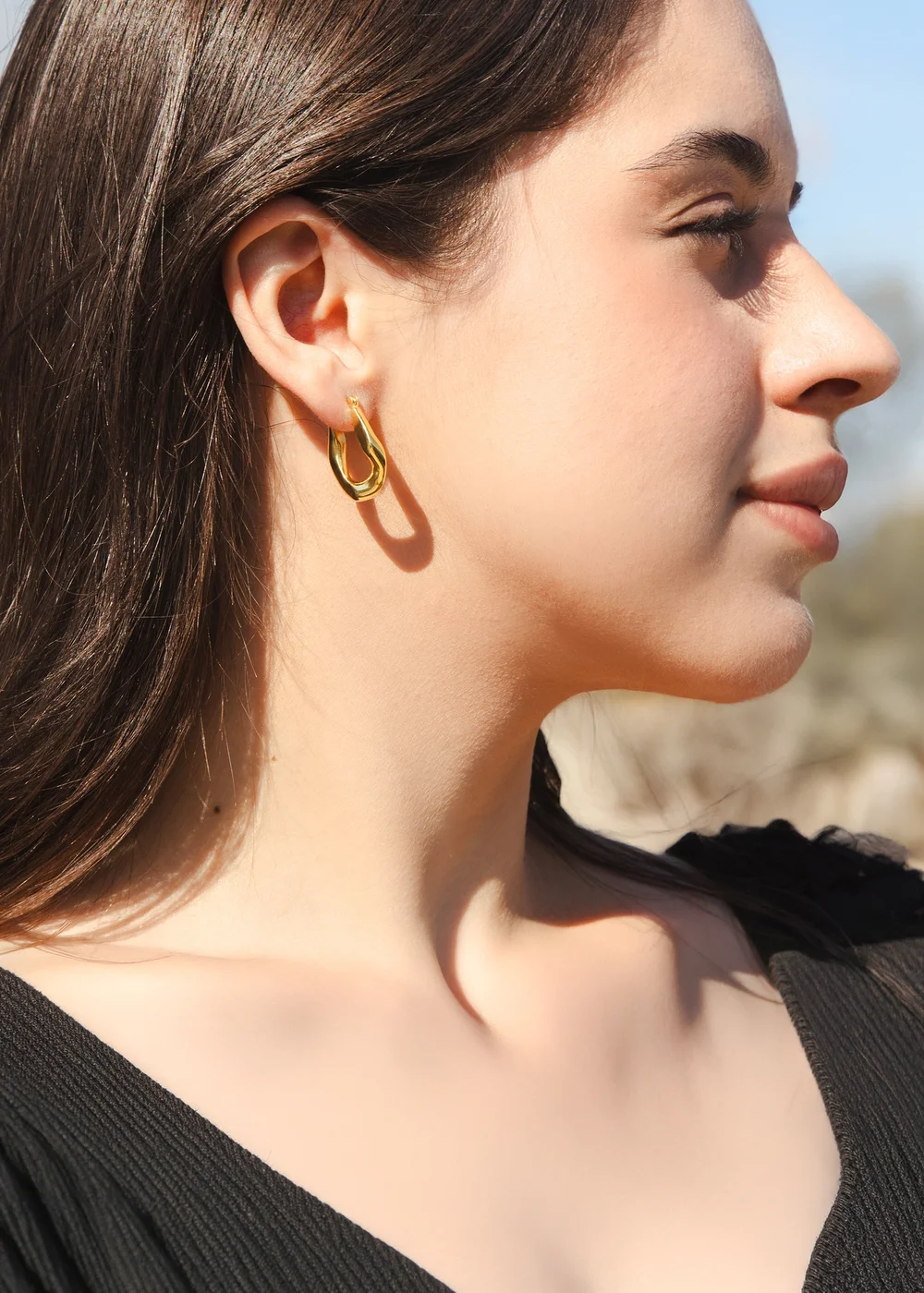 Golden Moments Stering Silver Gold Plated Creole Earring - One Size Image 3
