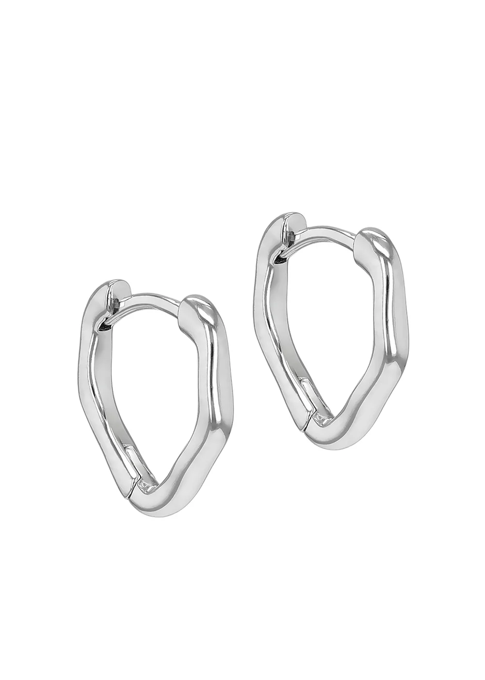 Golden Moments Sterling Silver Rhodium Plated Organic Creole Earrings - One Size Image 1