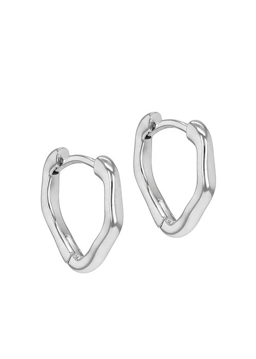 Golden Moments Sterling Silver Rhodium Plated Organic Creole Earrings - One Size Image 1