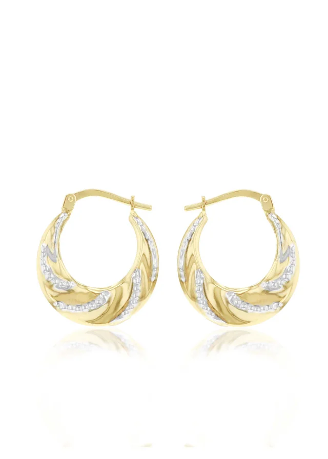 Golden Moments Sterling Silver 9ct Gold Bonded 2 Colour Twisted Creole Earring