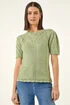 Roman Khaki Scallop Puff Sleeve Knit Top - 10 Image 4
