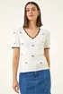 Roman Ivory Bow V-Neck Knit Top - 16 Image 2