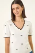 Roman Ivory Bow V-Neck Knit Top - 16 Image 4