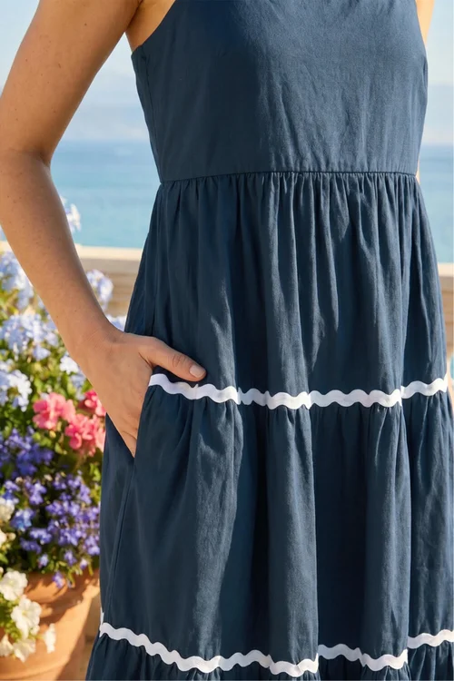 Roman Navy Ric Rac Tiered Midi Dress - 18 Image 4