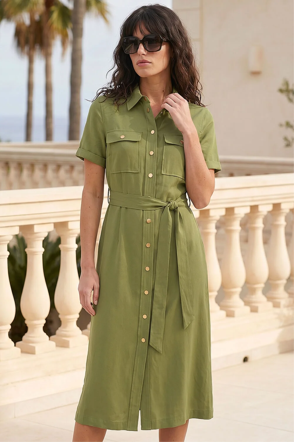 khaki shirt dress uk Susanna Reid is chic in khaki midi shirt dress from Sosandar