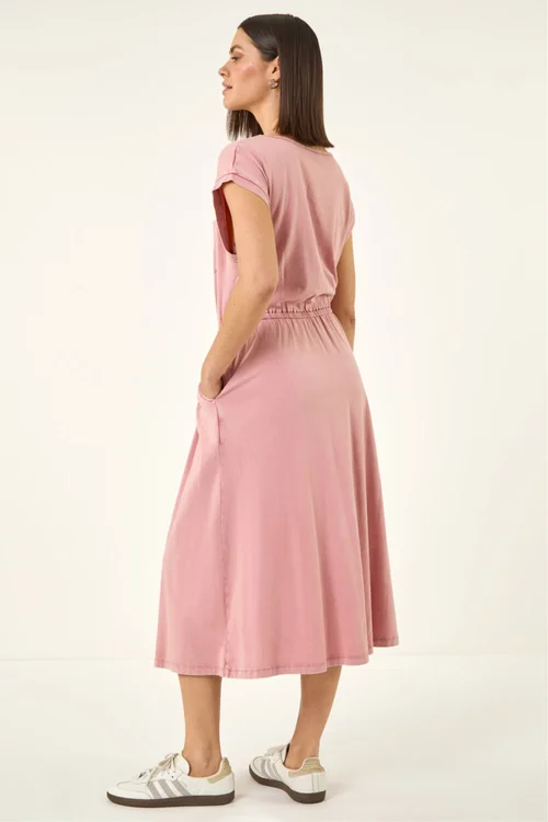 Roman Pink T-Shirt Pocket Detail Midi Dress - 18 Image 3