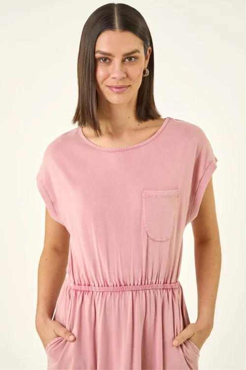 Roman Pink T-Shirt Pocket Detail Midi Dress - 18 Image 4