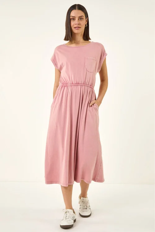 Roman Pink T-Shirt Pocket Detail Midi Dress - 18 Image 1