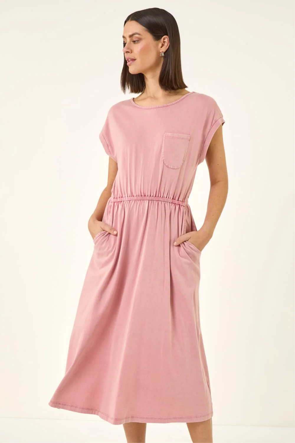 Roman Pink T-Shirt Pocket Detail Midi Dress - 18 Image 2