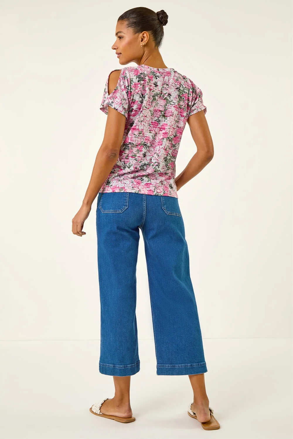 Roman Pink Floral Print Burnout Tie Top - 20 Image 2
