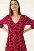 Roman Red Embroidered Leaf Midi Dress - 18 Image 4