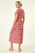 Roman Orange Petite Abstract Gathered Waist Dress - 16 Image 3