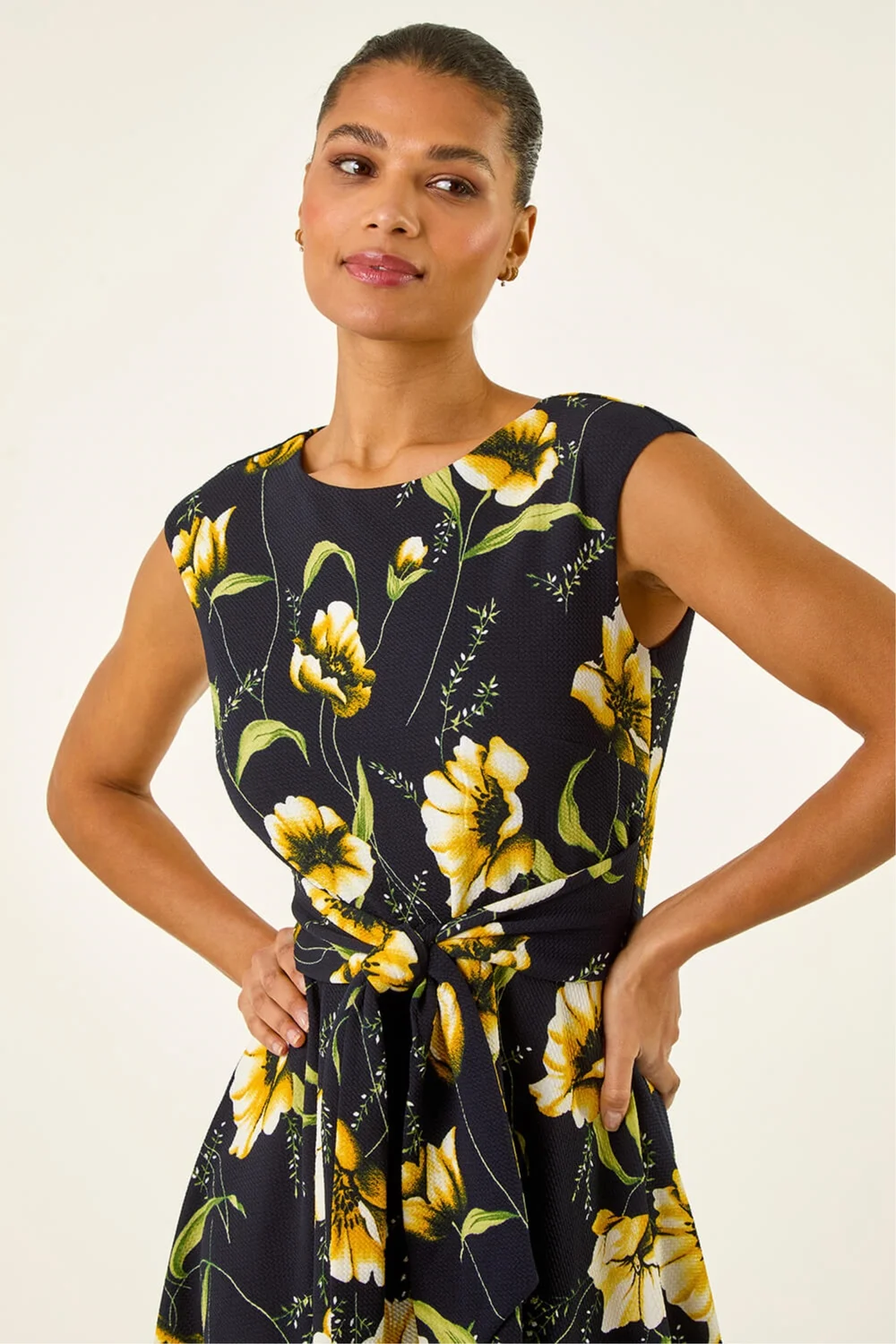 Roman Yellow Floral Hanky Hem Dress - 18 | Matalan Roman Yellow Floral Hanky Hem Dress - 18 | Matalan