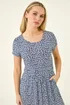 Roman Navy Petite Floral A-Line Stretch Dress - 14 Image 4