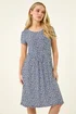 Roman Navy Petite Floral A-Line Stretch Dress - 14 Image 2