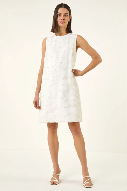 Roman Ivory Premium Sequin Shift Dress - 12 Image 2