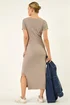 Dusk Stone V-Neck Knit Midi Dress - 12 Image 4