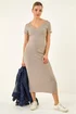 Dusk Stone V-Neck Knit Midi Dress - 12 Image 2