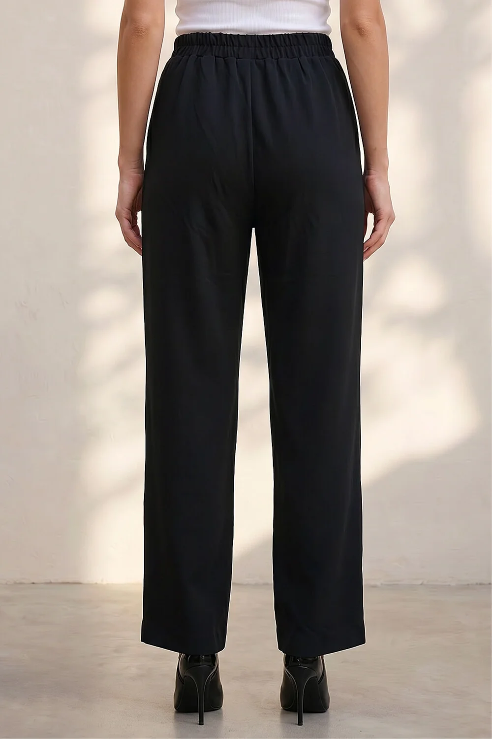 Roman Black Pleated Wide Leg Buttoned Trouser - 16 Image 3