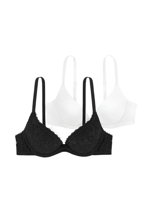 Dorina Black/White Sonia Push Up Plunge 2 Pack - 42C Image 1